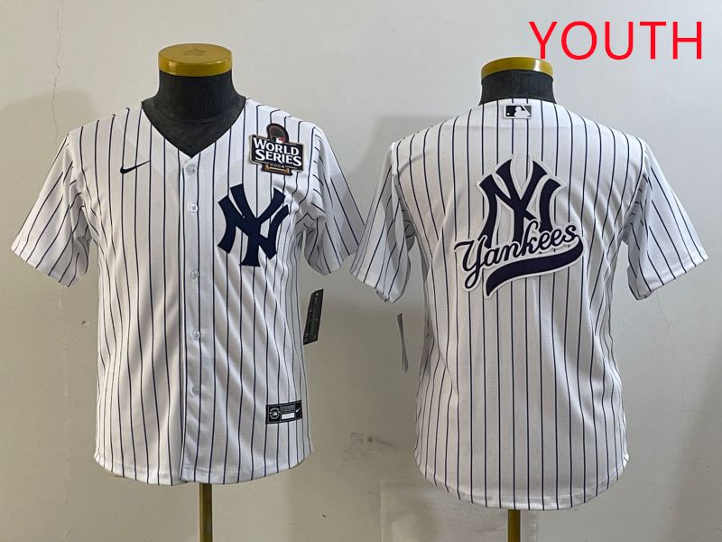 Youth New York Yankees Blank White Stripe Game 2025 Nike MLB Jersey style 24->youth mlb jersey->Youth Jersey
